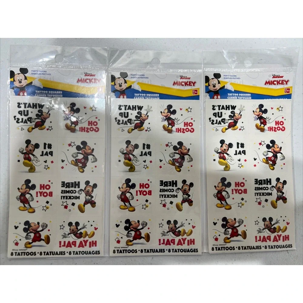 Mickey Mouse 24 Temporary TATTOOS Birthday Party Favor Stocking Stuffers 3 Packs